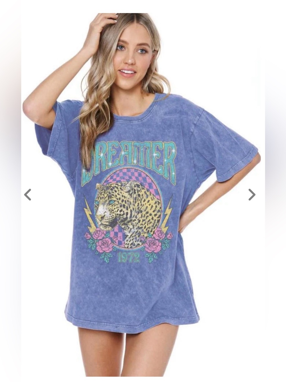 Vintage-Style Blue Graphic Short Sleeve Tee